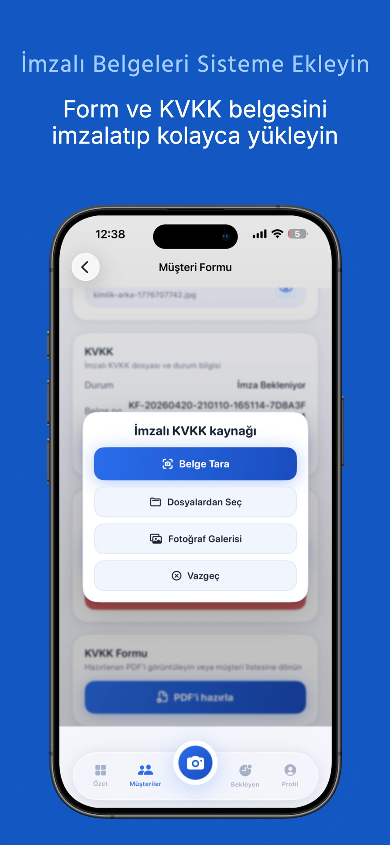 İŞTE Kayıt kimlik yükleme ekranı